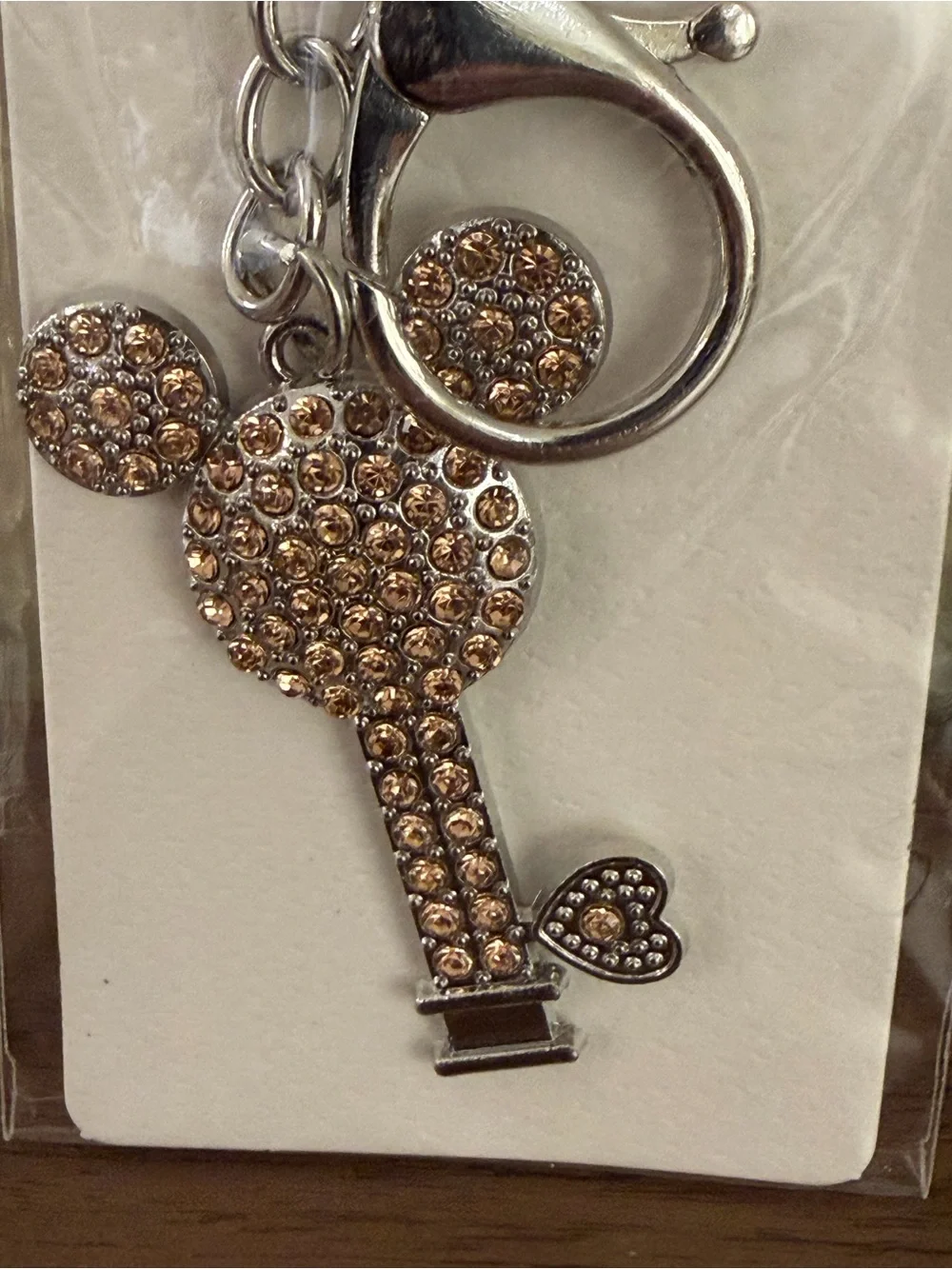 Isabella New York Rhinestone Mouse Key Purse Charm Champagne Gold New
